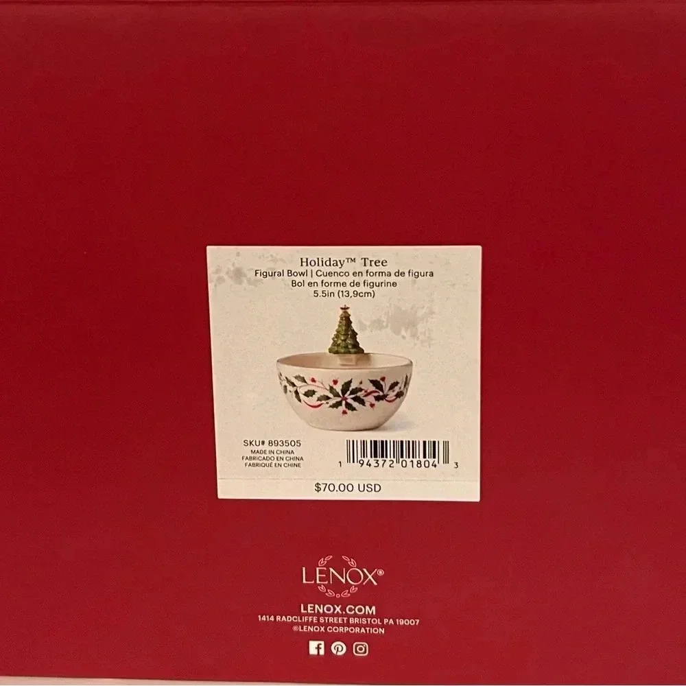 NEW Lenox Holiday Tree Figural Ceramic Candy Dish Bowl 5.5